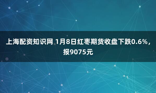 上海配资知识网 1月8日红枣期货收盘下跌0.6%，报9075元